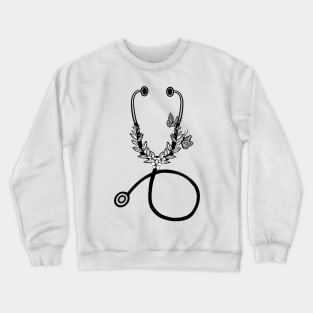 Floral stethoscope Crewneck Sweatshirt